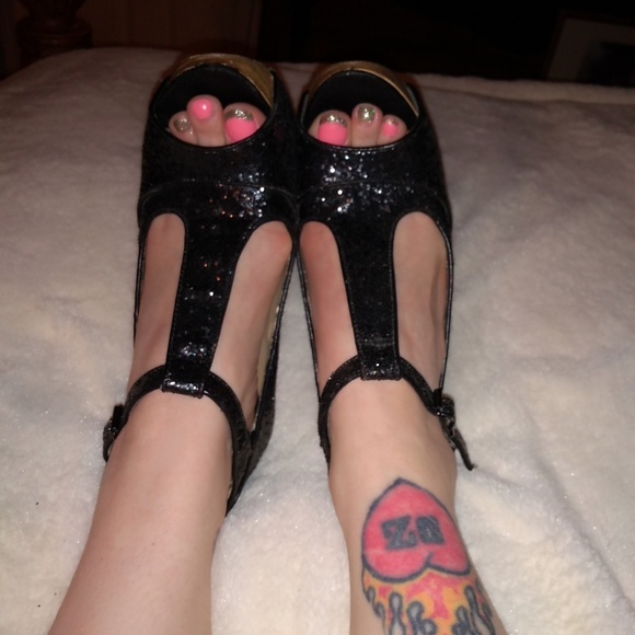 Shoe dazzle black glitter platform - Picture 8 of 8